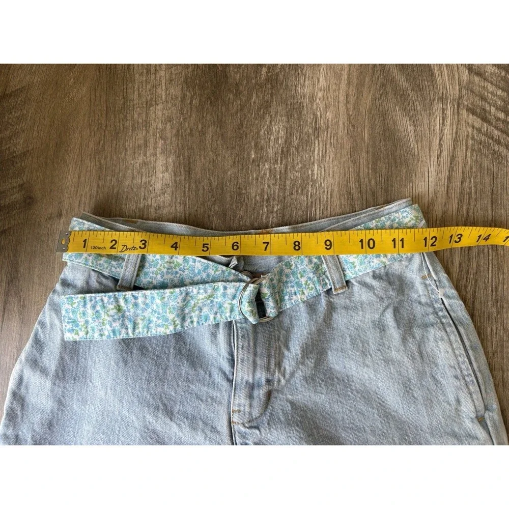 Ralph Lauren 100% Cotton Vintage Girls Blue Denim Shorts With Floral Belt Sz 10